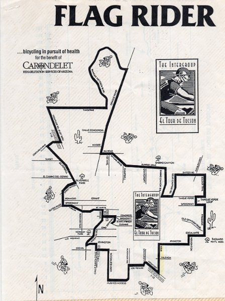 Ride - Oct 1993- El Tour de Tucson Flag Ride - Map
